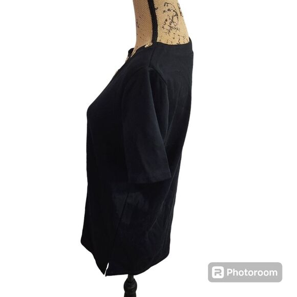 Quaker Factory Embellished T Shirt Womens SZ Small Glam Rivet Polished Mature - Picture 4 of 5